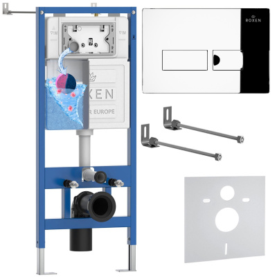 Комплект инсталляции для подвесного унитаза Roxen StounFix Dual Fresh 852222 с кнопкой Roxen Caspia 410280CH
