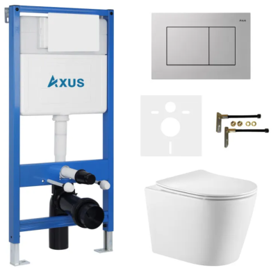 Комплект инсталляции Axus 011D с унитазом Axus 2380 и кнопкой 097JS