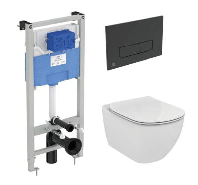 Комплект инсталляции Ideal Standard с унитазом Tesi Aquablade и кнопкой Oleas M2 R0121A6
