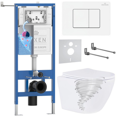 Комплект инсталляции Roxen StounFix Dual Fresh 868550 с унитазом Antares Tornado 530205-01 и кнопкой Steel 420280WM