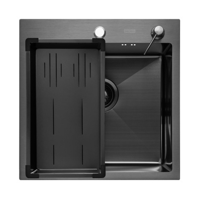 Кухонная мойка Arfeka Eco AR Black 50х50 с коландером G и дозатором Кухонная мойка Arfeka Eco AR Black 50х50 с коландером G и дозатором