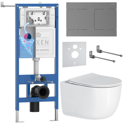 Комплект инсталляции Roxen StounFix Dual Fresh 868604 с унитазом Vortex Tornado 530160-01 и кнопкой Velar 420300GM