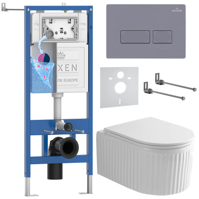 Комплект инсталляции Roxen StounFix Dual Fresh 968226 с унитазом Royal Matt 530200-01 и кнопкой Caspia 410280DG