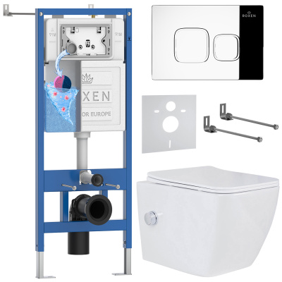 Комплект инсталляции Roxen StounFix Dual Fresh 552245 с унитазом Cube Bidet 530135-01X и кнопкой Santi 410280CH