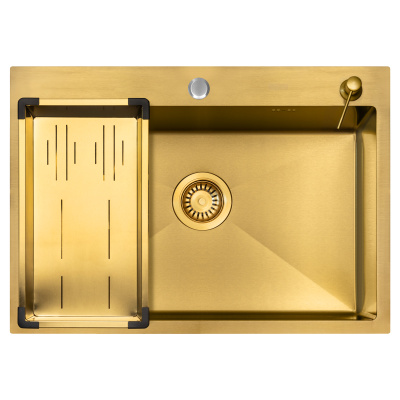 Кухонная мойка Arfeka Eco AR Gold 70х50 с коландером G и дозатором