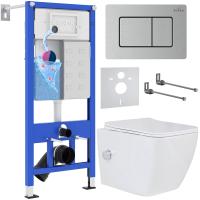 Комплект инсталляции Roxen StounFix Dual Fresh 968439 с унитазом Cube Bidet 530135-01X и кнопкой Steel 420280S