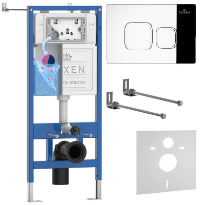 Комплект инсталляции для подвесного унитаза Roxen StounFix Dual Fresh 830081 с кнопкой Roxen Santi 410280CH