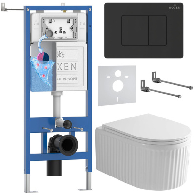 Комплект инсталляции Roxen StounFix Dual Fresh 868520 с унитазом Royal Matt 530200-01 и кнопкой Steel 420280BM