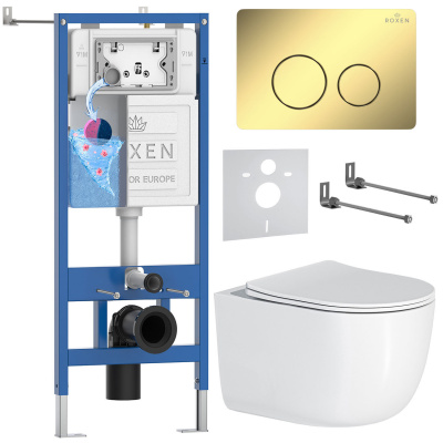 Комплект инсталляции Roxen StounFix Dual Fresh 868476 с унитазом Vortex Tornado 530160-01 и кнопкой Steel 420260-CHG