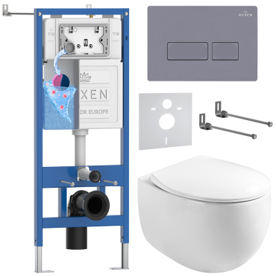 Комплект инсталляции Roxen StounFix Dual Fresh 966842 с унитазом Egg 530170-01 и кнопкой Caspia 410280DG