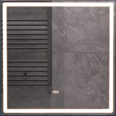 Зеркало Vigo Geometry Luxe 70х70 с бесконтактным сенсором, подогревом и часами Зеркало Vigo Geometry Luxe 70х70 с бесконтактным сенсором, подогревом и часами