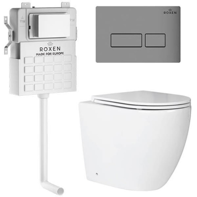 Комплект инсталляции Roxen Attach 967059 с унитазом Antares 650185-01 и кнопкой Caspia 410280M