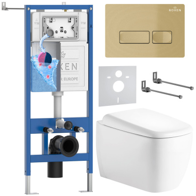 Комплект инсталляции Roxen StounFix Dual Fresh 968506 с унитазом Martin 530220-02 и кнопкой Caspia 410280GB