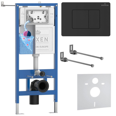 Комплект инсталляции для подвесного унитаза Roxen StounFix Dual Fresh 868401 с кнопкой Roxen Steel 420280BM