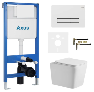 Комплект инсталляции Axus 011D с унитазом Axus 2303 и кнопкой 097HDW