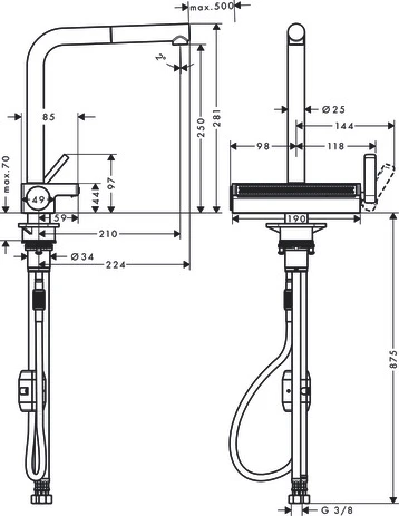 Смеситель Hansgrohe Aquno 73836670