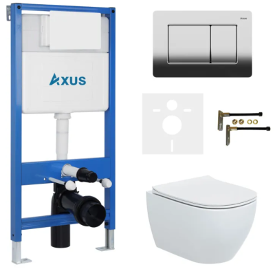 Комплект инсталляции Axus 011D с унитазом Axus 2318 и кнопкой 097LC
