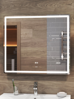 Зеркало Vigo Geometry Luxe 80х70 с подогревом и часами Зеркало Vigo Geometry Luxe 80х70 с подогревом и часами