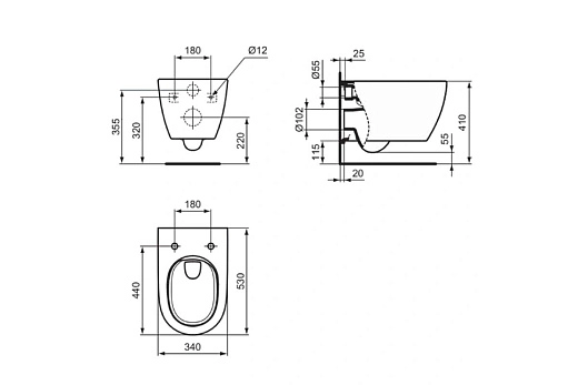 Подвесной унитаз Ideal Standard i.life O Tornado HydroTwist