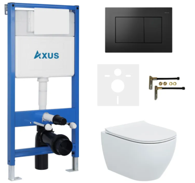 Комплект инсталляции Axus 011D с унитазом Axus 2318 и кнопкой 097JB