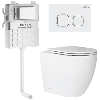 Комплект инсталляции Roxen Attach 966929 с унитазом Antares 650185-01 и кнопкой Santi 410280W