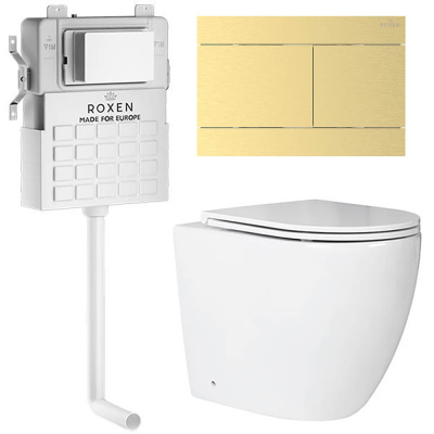 Комплект инсталляции Roxen Attach 868676 с унитазом Antares 650185-01 и кнопкой Velar 420300GB