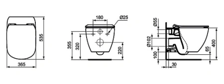 Подвесной унитаз Ideal Standard Tesi AquaBlade белый