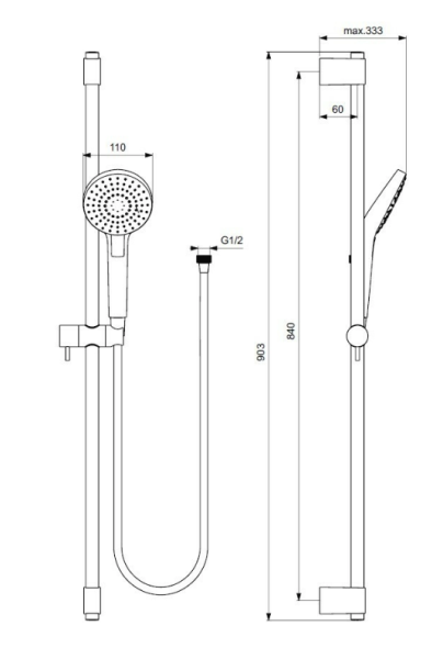 Душевой гарнитур Ideal Standard Idealrain B2237AA Душевой гарнитур Ideal Standard Idealrain B2237AA