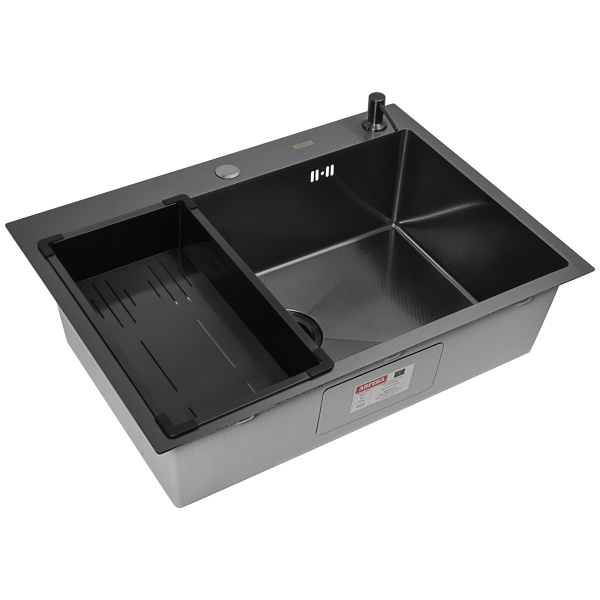 Кухонная мойка Arfeka Eco AR Black Décor 70х50 с коландером G и дозатором