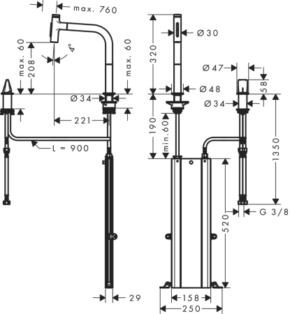Смеситель Hansgrohe Metris 73818670