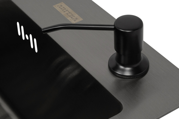 Кухонная мойка Arfeka Eco AR Black 45х50 с коландером и дозатором