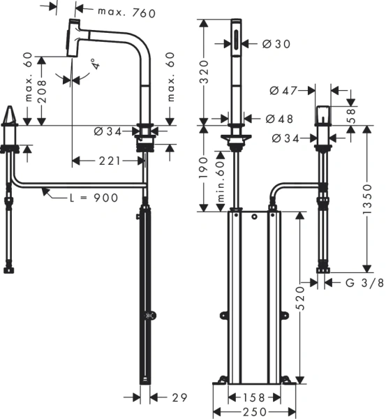 Смеситель Hansgrohe Metris 73818670