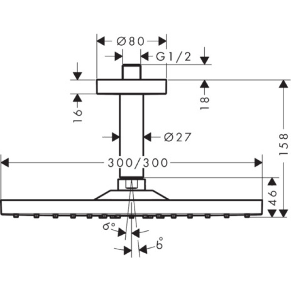 Тропический душ Hansgrohe Raindance E 300 1jet 26250340 с держателем