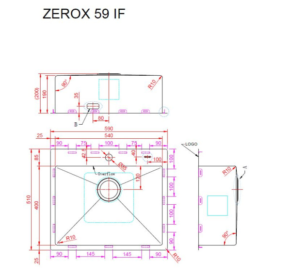 Кухонная мойка Zorg Zerox IF 60х50 PVD Gold
