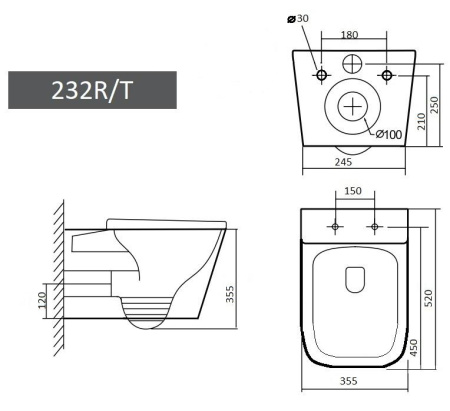 Подвесной унитаз Grado GD-W232R белый