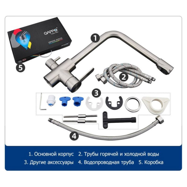 Смеситель с краном для питьевой воды Gappo G4399-1 Смеситель с краном для питьевой воды Gappo G4399-1