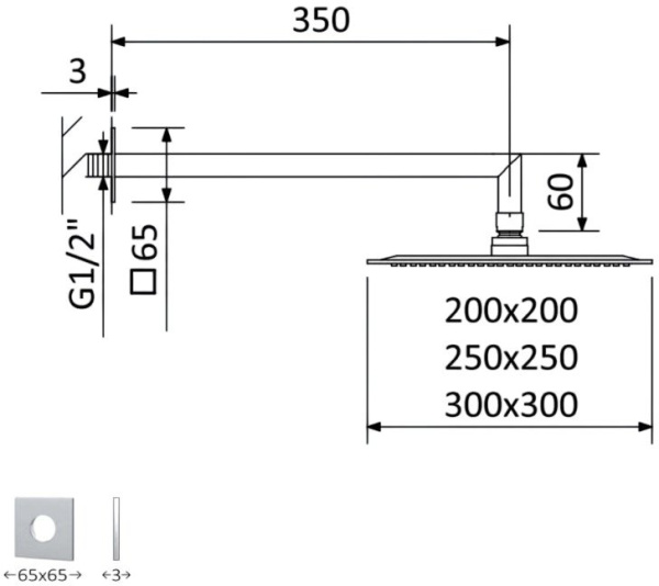 Тропический душ Bruma QuadraBlue 1456262NS с держателем