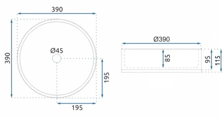 Умывальник Rea Cristal 39 Transparent U8881