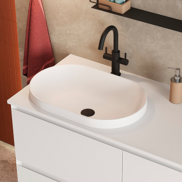Столешница под умывальник Belux Luna Jazz Oval 560 120 белый матовый Столешница под умывальник Belux Luna Jazz Oval 560 120 белый матовый