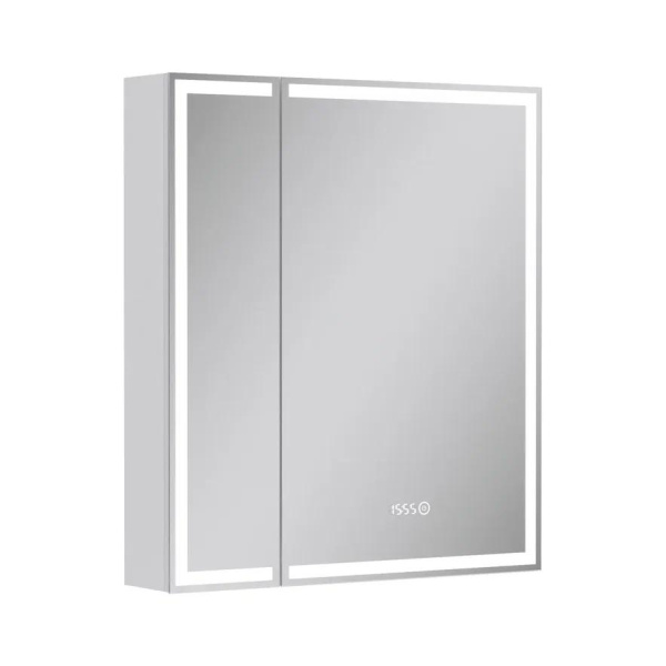Шкаф зеркальный Equil Corner с подсветкой LED 70/80 с часами 70х80