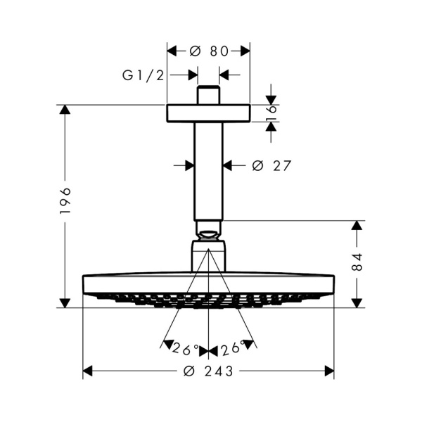 Тропический душ Hansgrohe Raindance Select S240 2jet 26467400 с держателем
