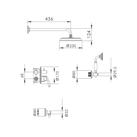 Душевая система встраиваемая Rose R0235Q