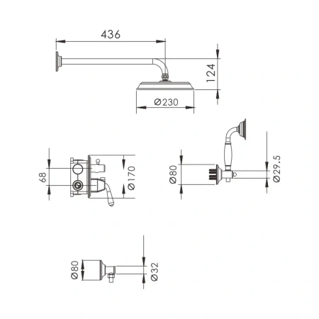 Душевая система встраиваемая Rose R0235E