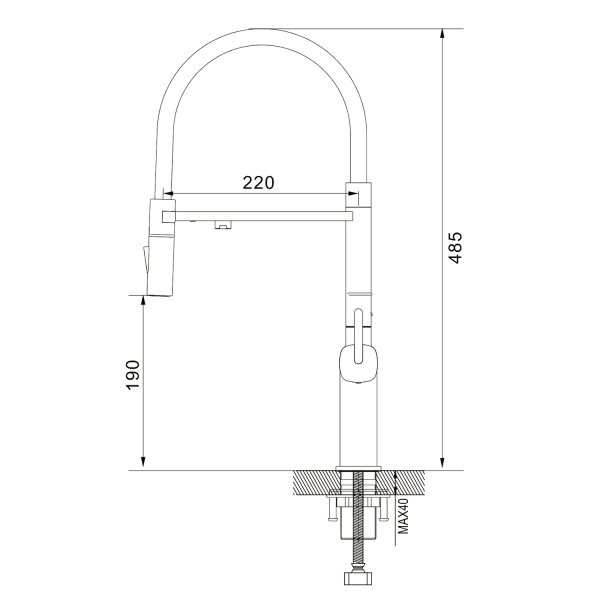 Смеситель для кухни под фильтр с гибким изливом Rose R358