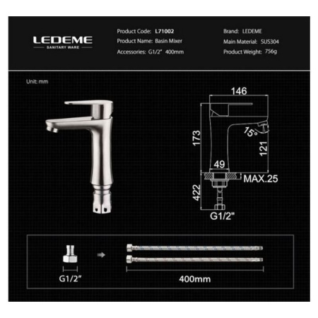 Смеситель Ledeme 71002