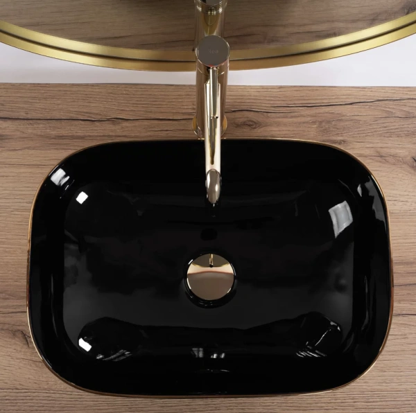 Умывальник Rea Belinda gold brush black U8780