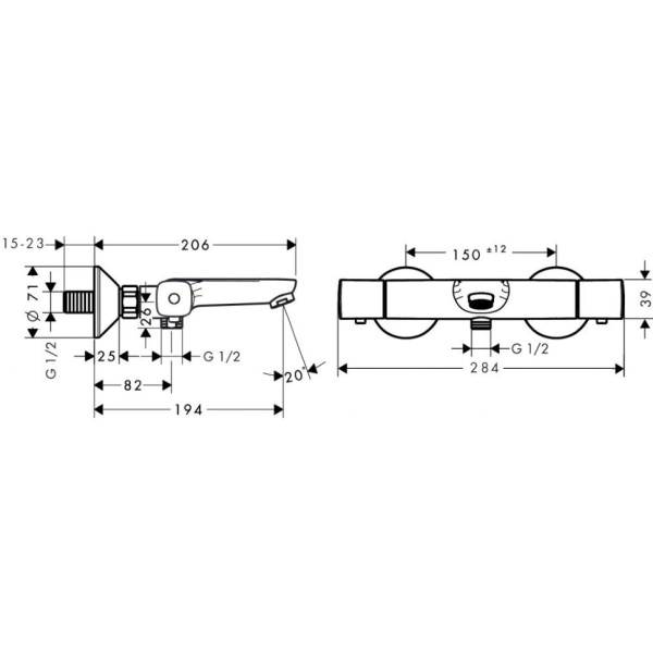 Термостатический смеситель Hansgrohe Ecostat Universal 13123000