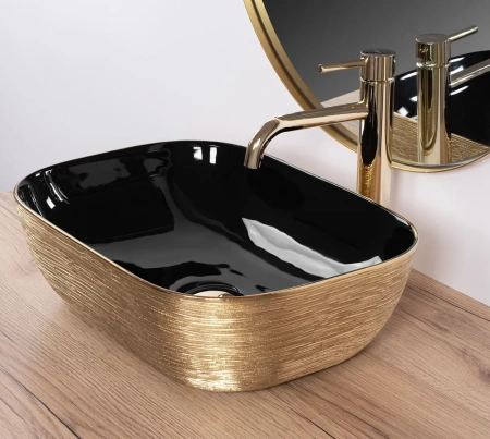 Умывальник Rea Belinda gold brush black U8780
