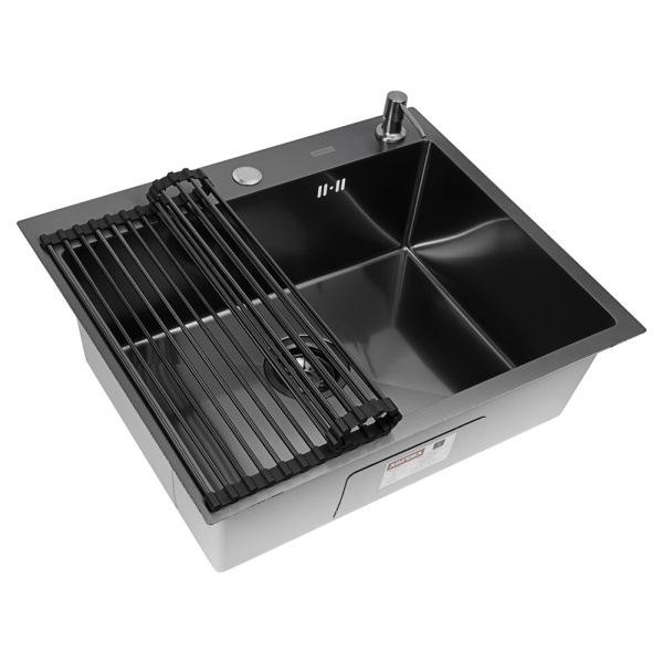 Кухонная мойка Arfeka Eco AR Black Decor Millet 60х50 с роллер-матом и дозатором