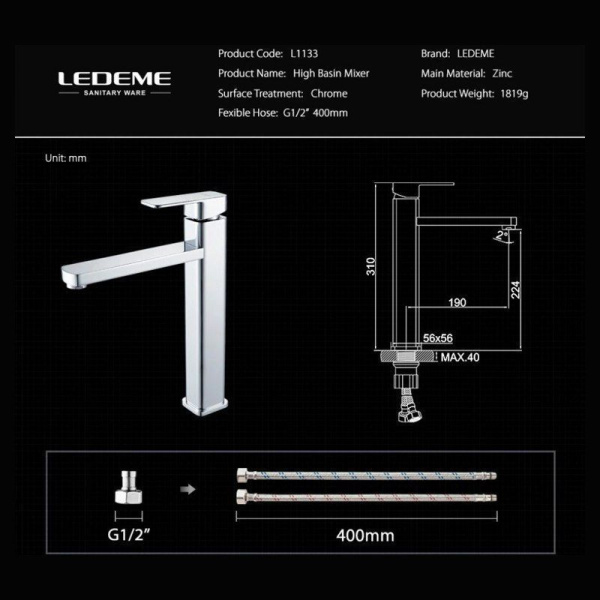 Смеситель Ledeme 1133